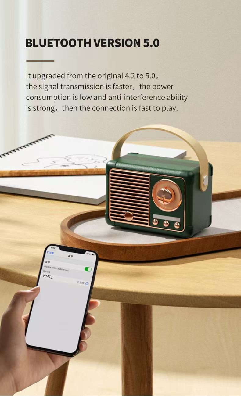 BT5.0 Bluetooth Speaker Classical Retro Music Player Sound Stereo Portable Decoration Mini Speakers Travel Music Playernd Box USB/TF FM Radio Wireless Bluetooth Speaker