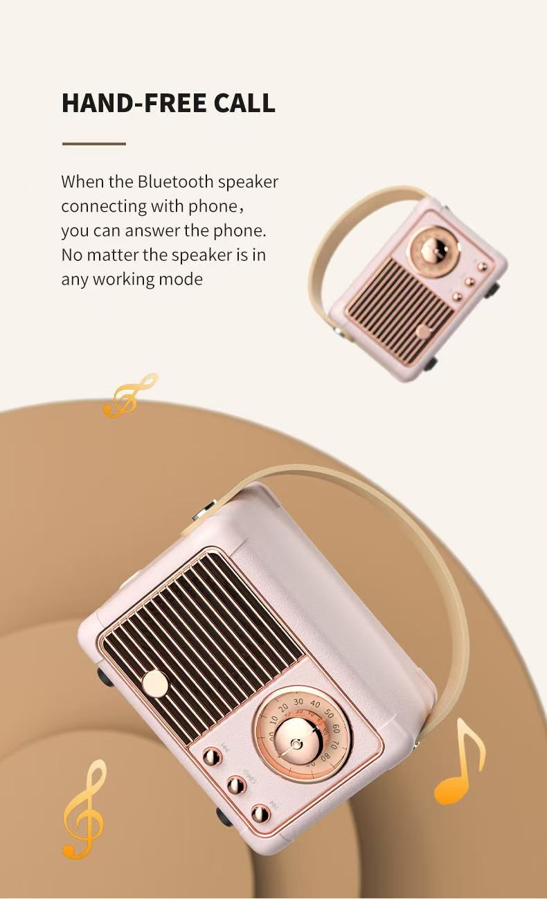 BT5.0 Bluetooth Speaker Classical Retro Music Player Sound Stereo Portable Decoration Mini Speakers Travel Music Playernd Box USB/TF FM Radio Wireless Bluetooth Speaker