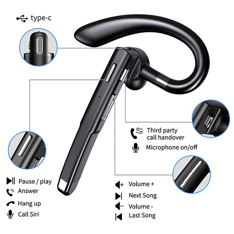 BT5.1 ENC Wireless Bluetooth Headset Noise Cancelling OWS Earphones Open Ear Ultra-long Life Car Business Sports Earphones