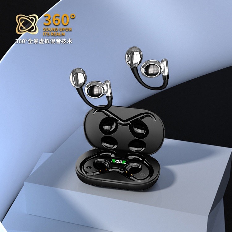 BT5.3 Bluetooth Headset Waterproof Wireless Hanging Ear Ultra-long Life Non-bone Conduction Running Sports Earphone