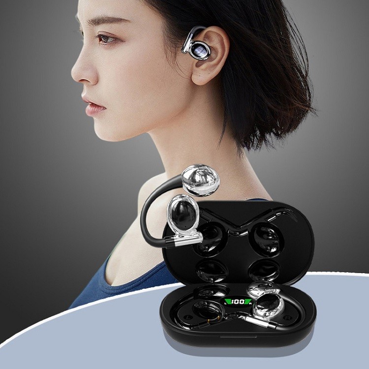 BT5.3 Bluetooth Headset Waterproof Wireless Hanging Ear Ultra-long Life Non-bone Conduction Running Sports Earphone