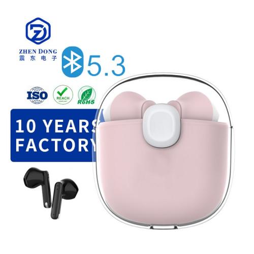 Best Selling BT5.3 Cute Transparent OEM ODM Mini TWS Earbuds Music TWS Earphones