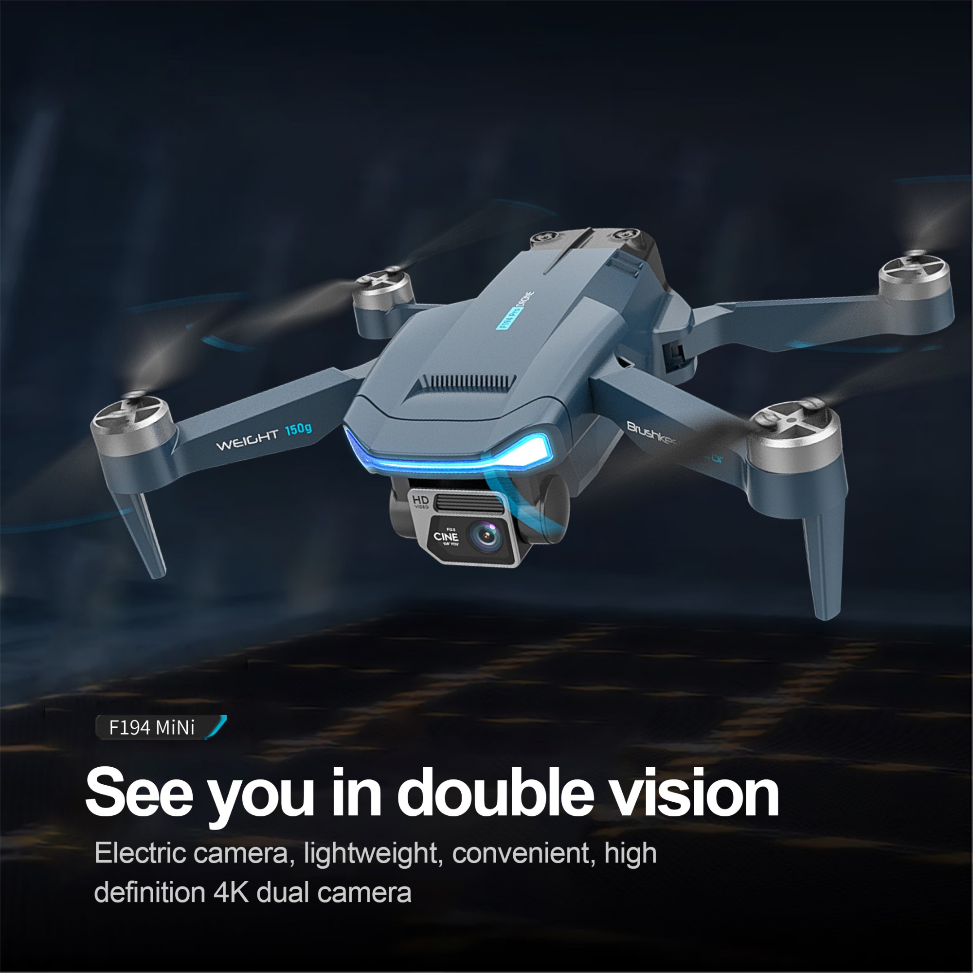 F194 5G GPS Drone 4K HD Dual Camera 5G WIFI FPV Foldable Quadcopter Long Distance 1000M Racing GPS Brushless Drone 8K