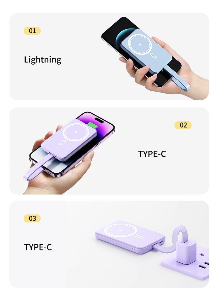 For Iphone Android Phone Magnet 10000mah Portable Power Bank Wireless Power Bank 10000mah Fast Charging