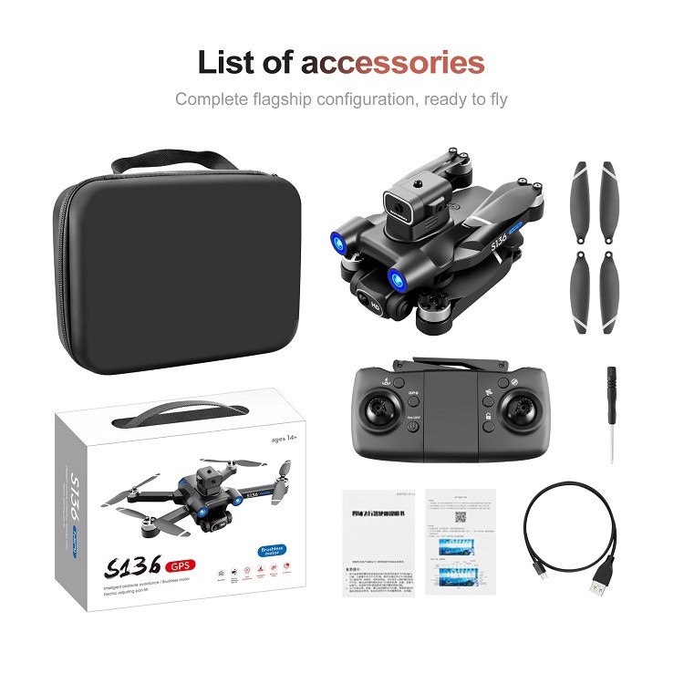 GPS S136 Fpv Drone Kit Racing Drone Long Range Camera 4K 720P Drone GPS Professionnel Longue Distance 1km