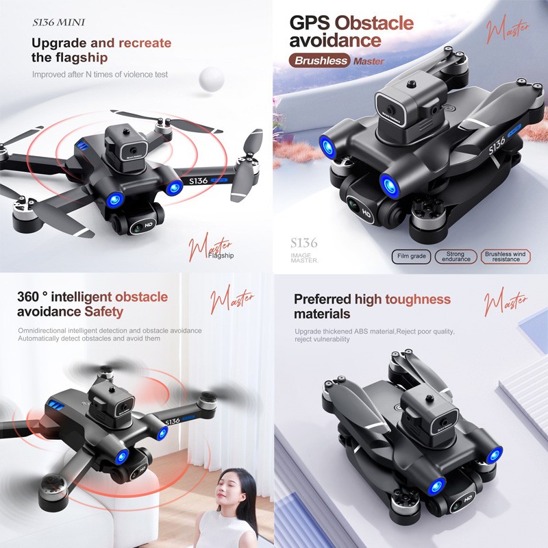 GPS S136 Fpv Drone Kit Racing Drone Long Range Camera 4K 720P Drone GPS Professionnel Longue Distance 1km