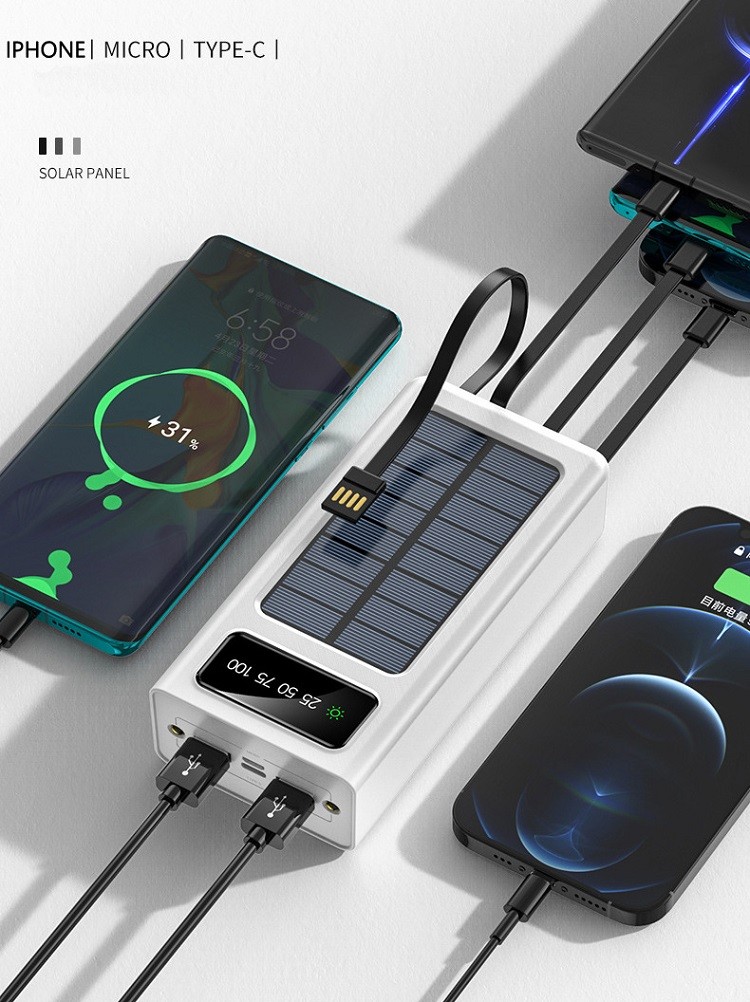 Multi-function Portable 10000Mah 20000Mah 30000Mah Mobile Power Battery Charger Solar Power Bank