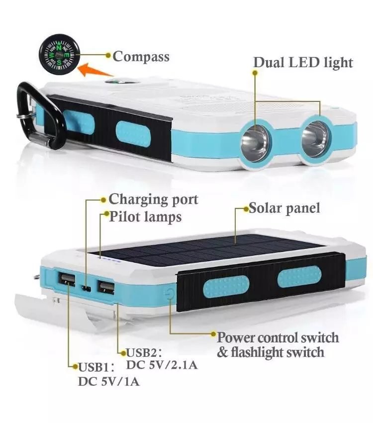 PB555 Outdoor Solar Slim Power Bank 12000mAh Promotional Gifts