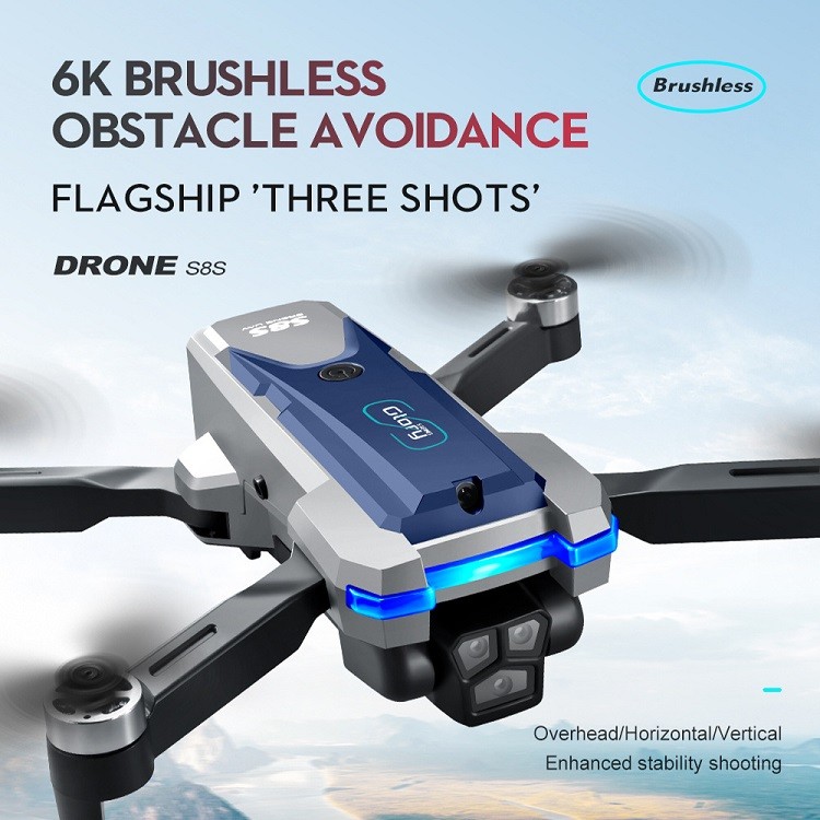 S8S RC Drone 4K 480P Mini 2.4G WIFI Optical Flow 3 HD Camera Obstacle Avoidance Brushless Drone with Dual Camera Toy Drones