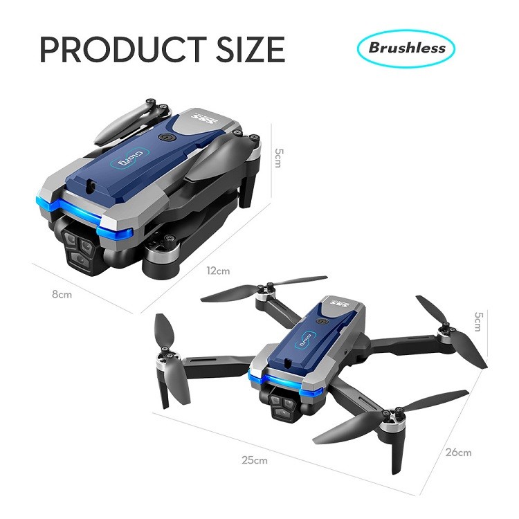 S8S RC Drone 4K 480P Mini 2.4G WIFI Optical Flow 3 HD Camera Obstacle Avoidance Brushless Drone with Dual Camera Toy Drones