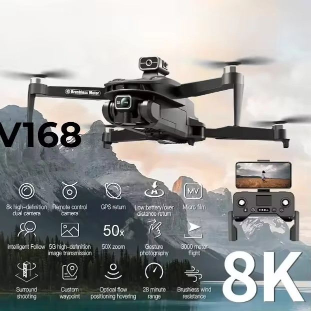 Wholesale V168 Drone With 8K Camera And GPS Wifi Quadcopter Folding Mini Cheap Quadcopter Toy Camera Drone